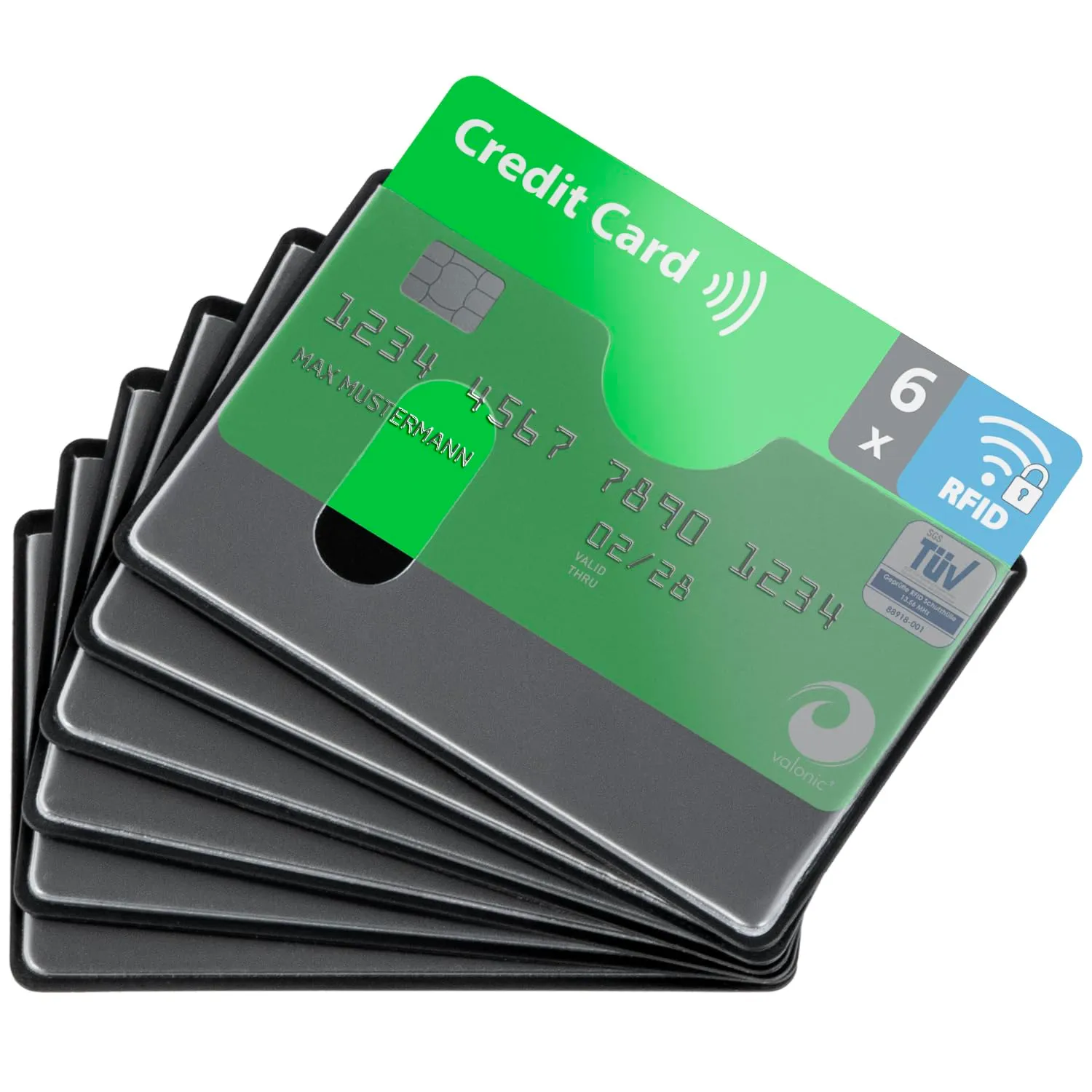 valonic Custodia Carta di Credito RFID NFC, Trasparente, 6 Pezzi - immagine 1