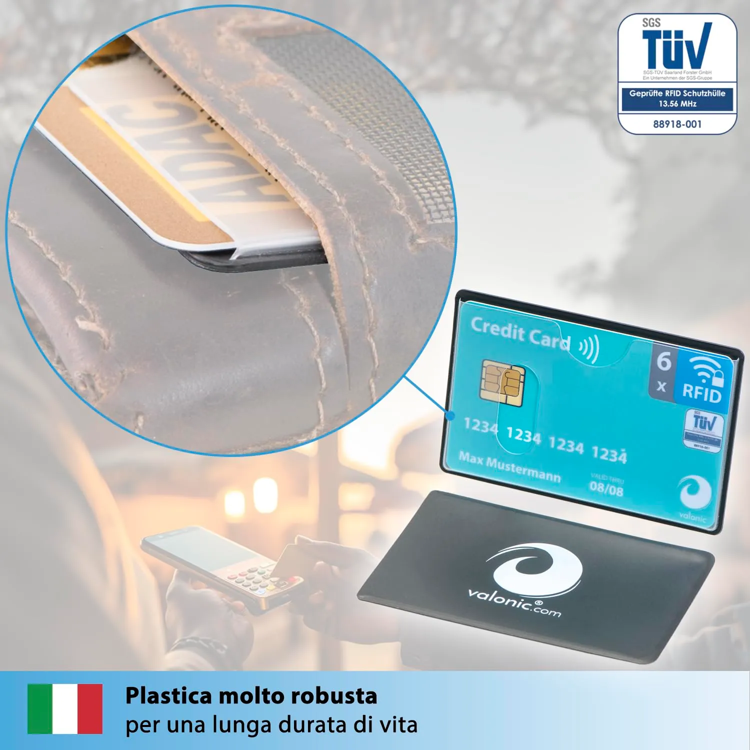 valonic Custodia Carta di Credito RFID NFC, Trasparente, 6 Pezzi - immagine 6