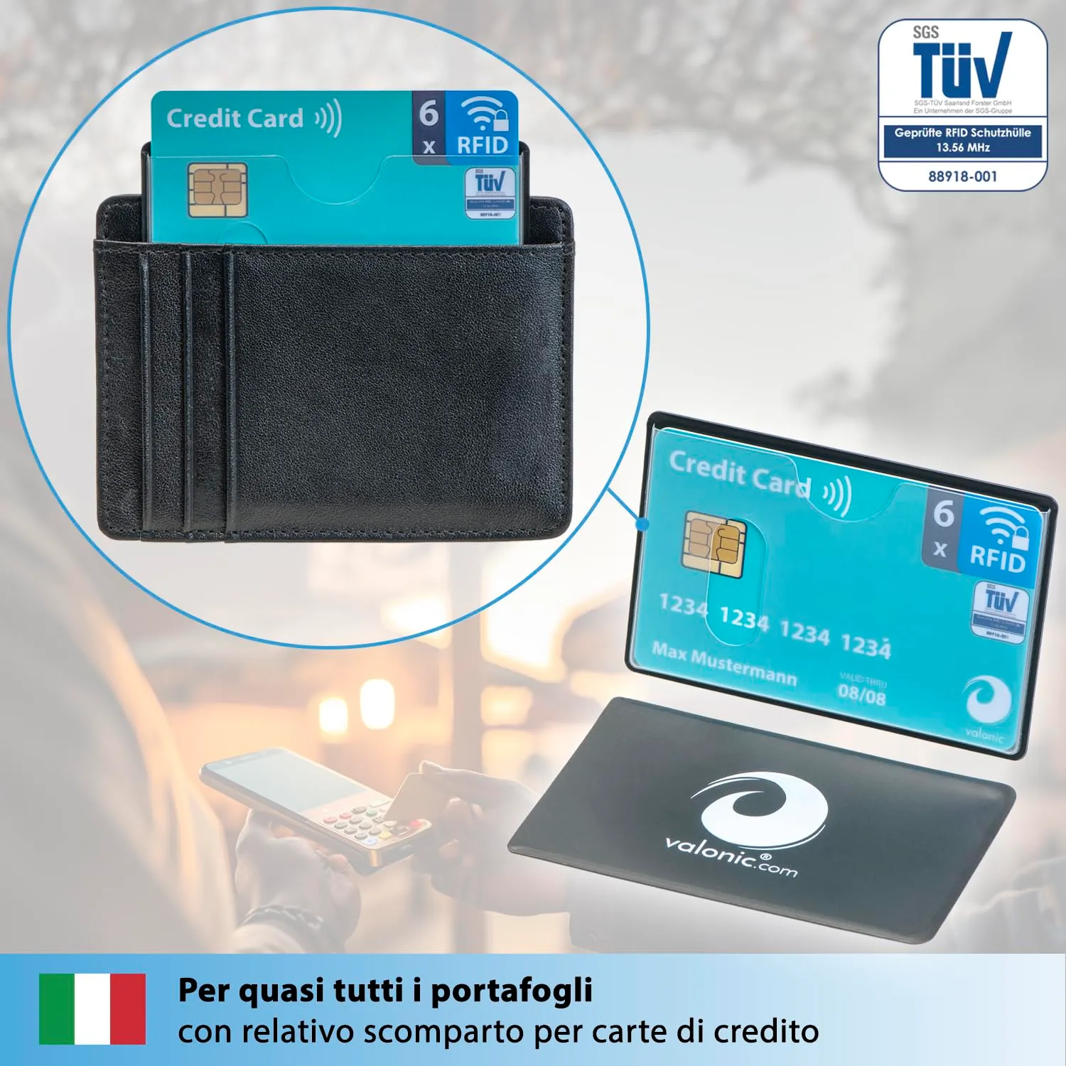 valonic Custodia Carta di Credito RFID NFC, Trasparente, 6 Pezzi - immagine 7