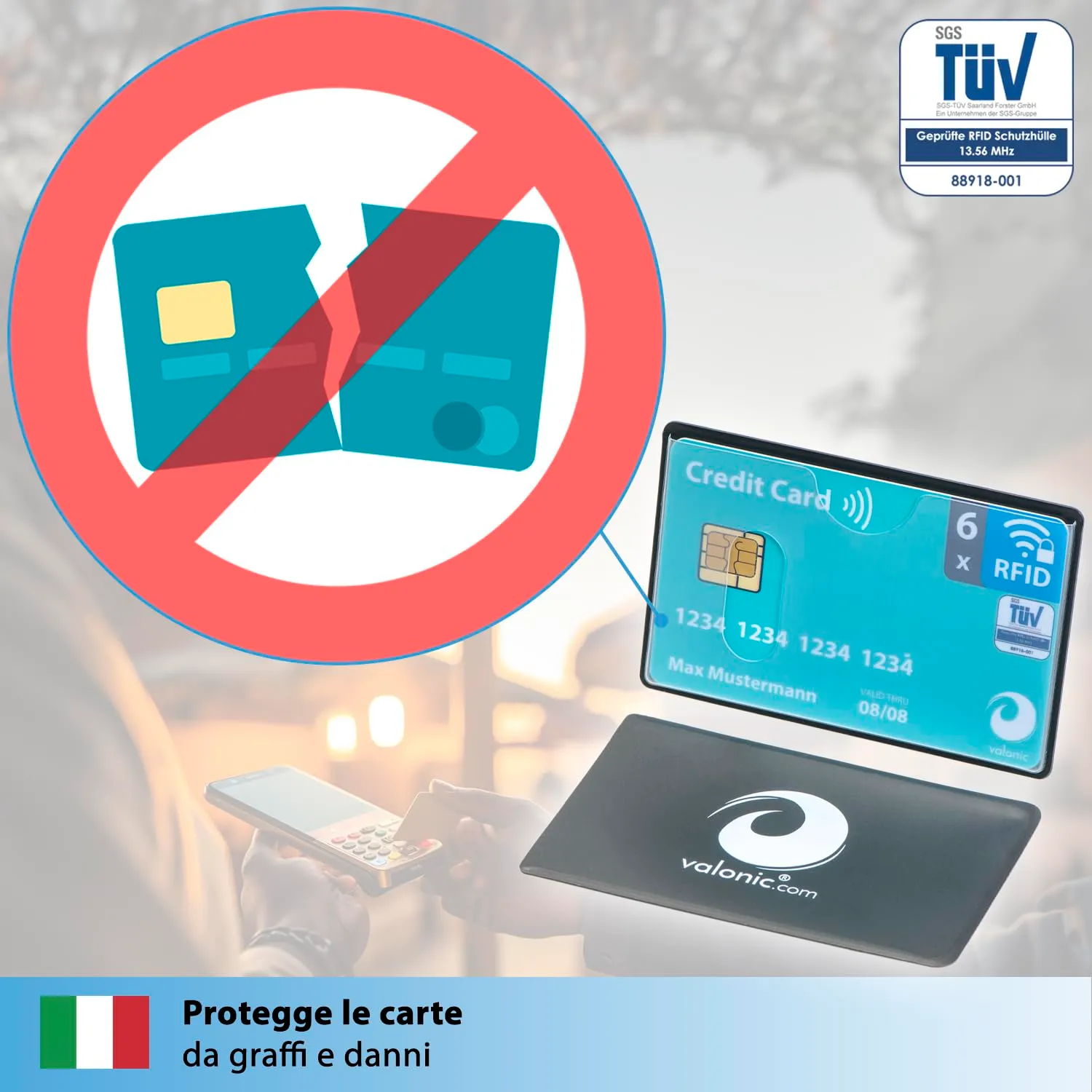 valonic Custodia Carta di Credito RFID NFC, Trasparente, 6 Pezzi - immagine 8