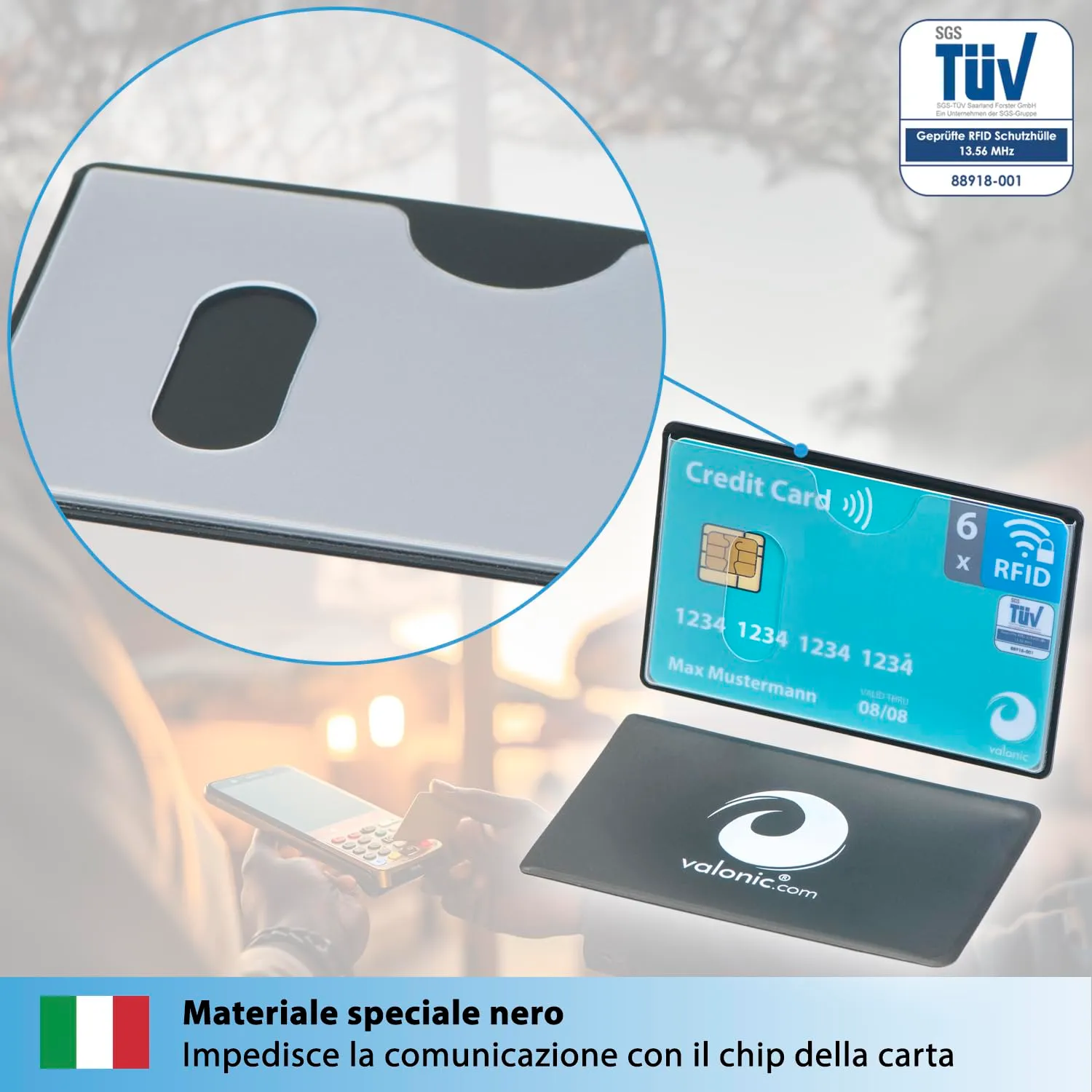 valonic Custodia Carta di Credito RFID NFC, Trasparente, 6 Pezzi - immagine 9