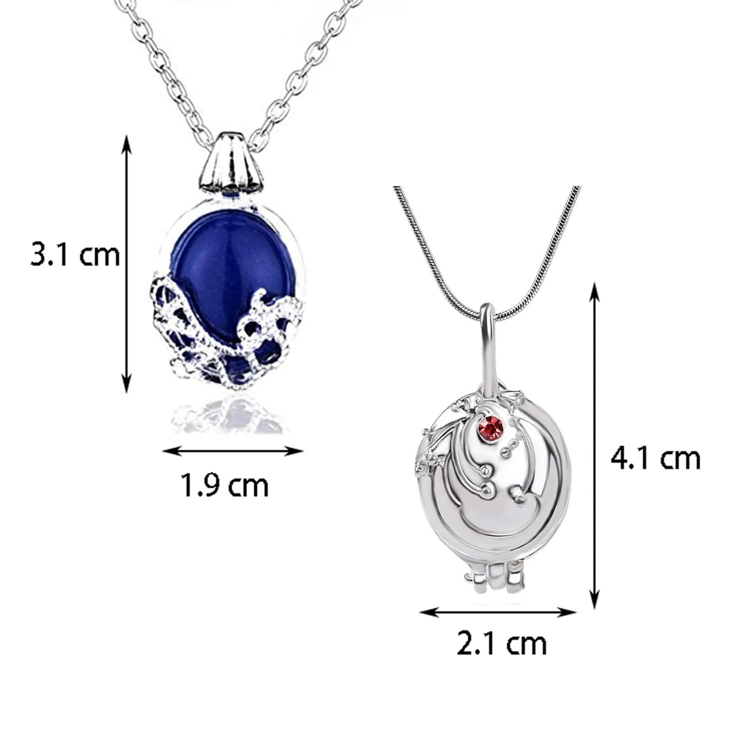 YouU Vampire Diaries Elena Gilbert Vervain Locket and Katherine Daywalking Necklace Set with Earrings, Royal Blue and Red, 3 Pieces - immagine 2