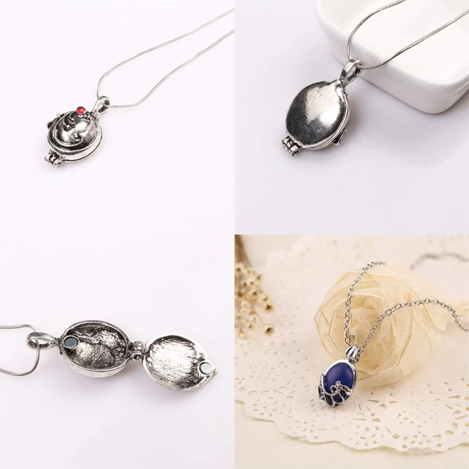 YouU Vampire Diaries Elena Gilbert Vervain Locket and Katherine Daywalking Necklace Set with Earrings, Royal Blue and Red, 3 Pieces - immagine 6