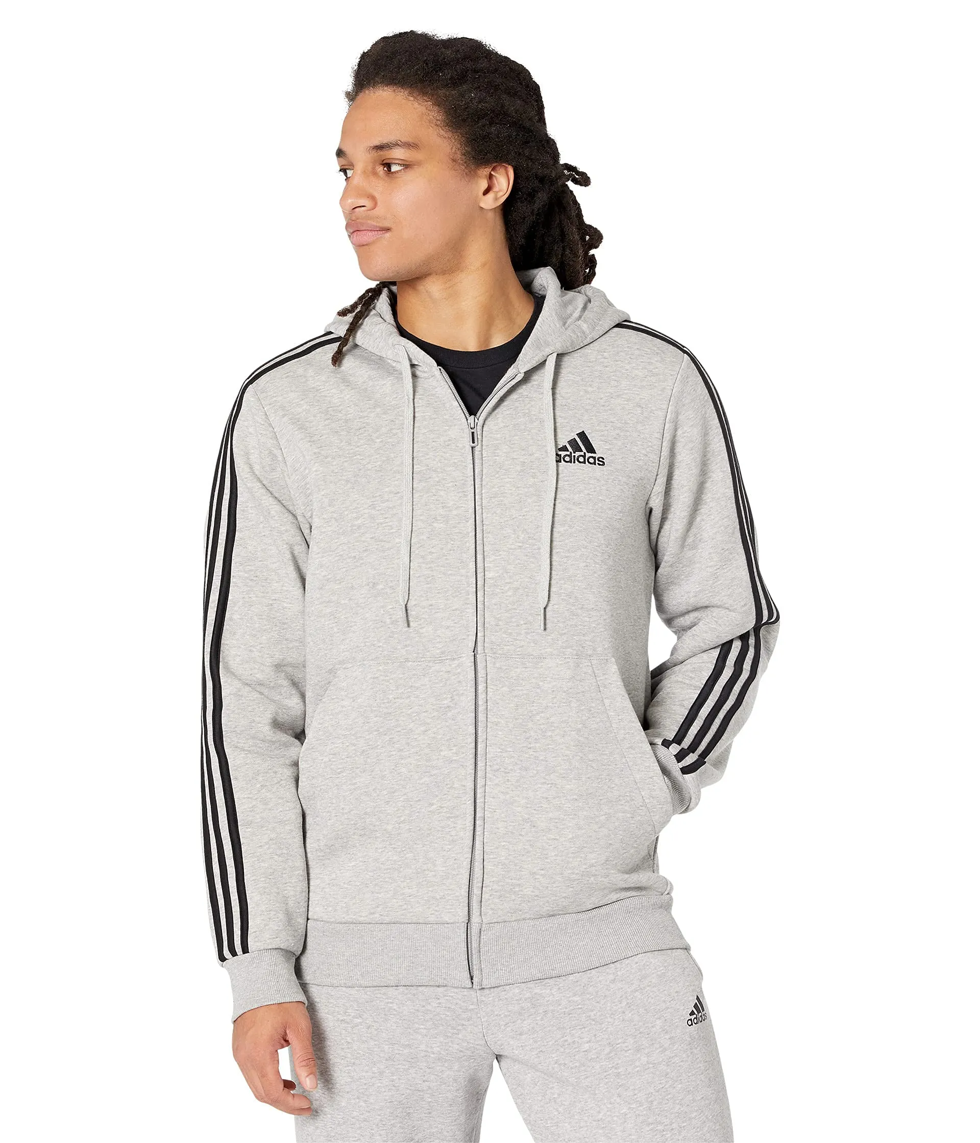 adidas Men's Essentials Fleece 3-Stripes Full-Zip Hoodie - HB0041 - immagine 1