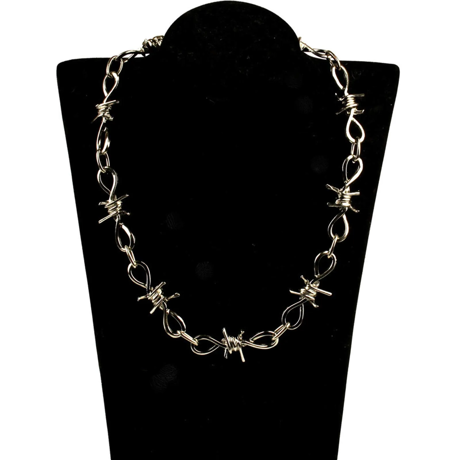 XHBTS Collana e Bracciale Filo Spinato in Lega Stile Punk Gotico con Mini Panno e Mini Box - immagine 2