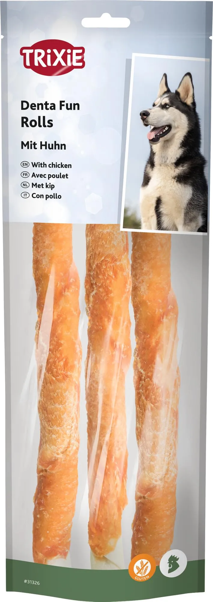 TRIXIE Denta Fun Rotolini al Pollo per Cani, 3 pz, 28 cm, 250 g - immagine 1