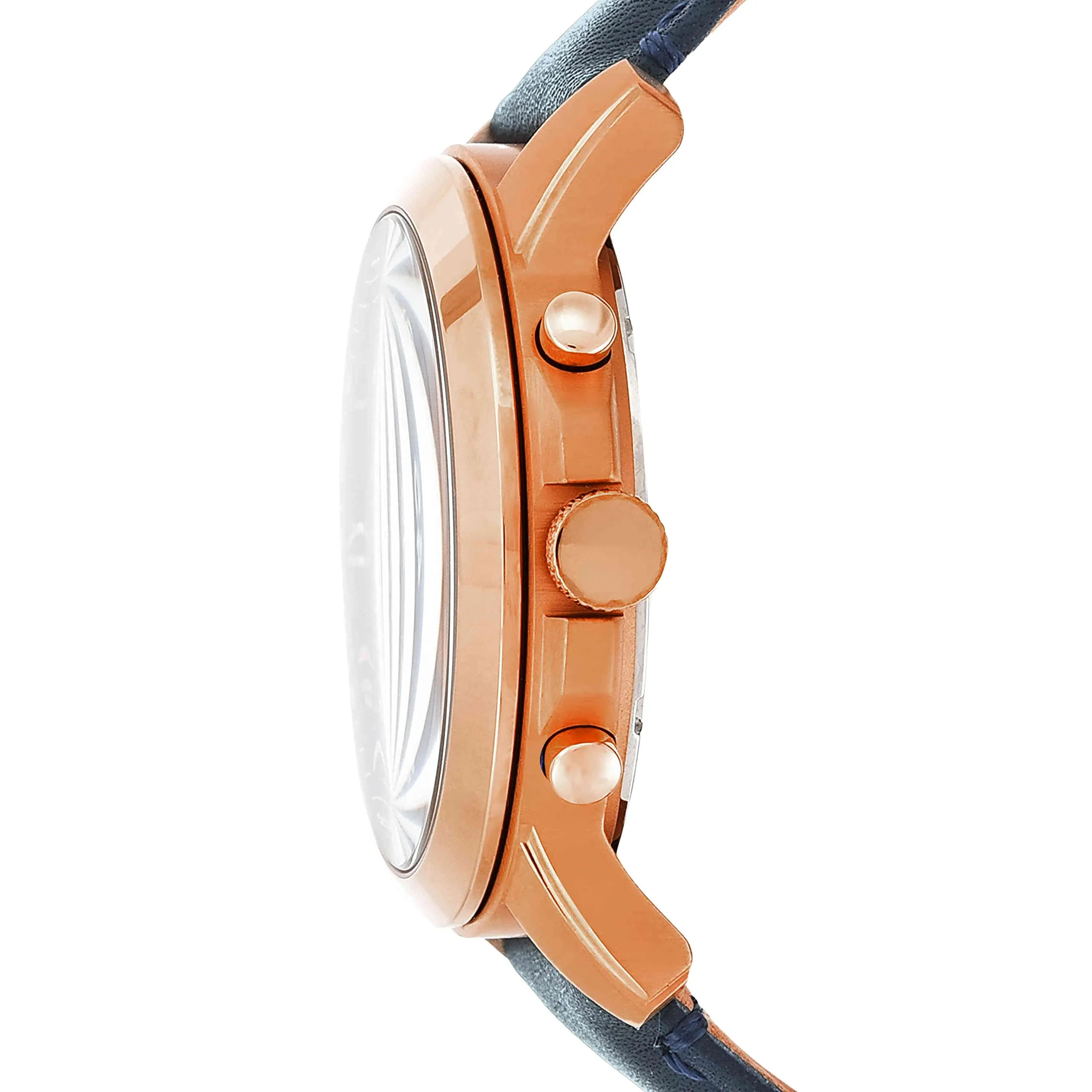 Fossil Grant Cronografo FS4835, Acciaio Inossidabile Oro Rosa, Cinturino in Pelle Blu, 44 mm - immagine 2
