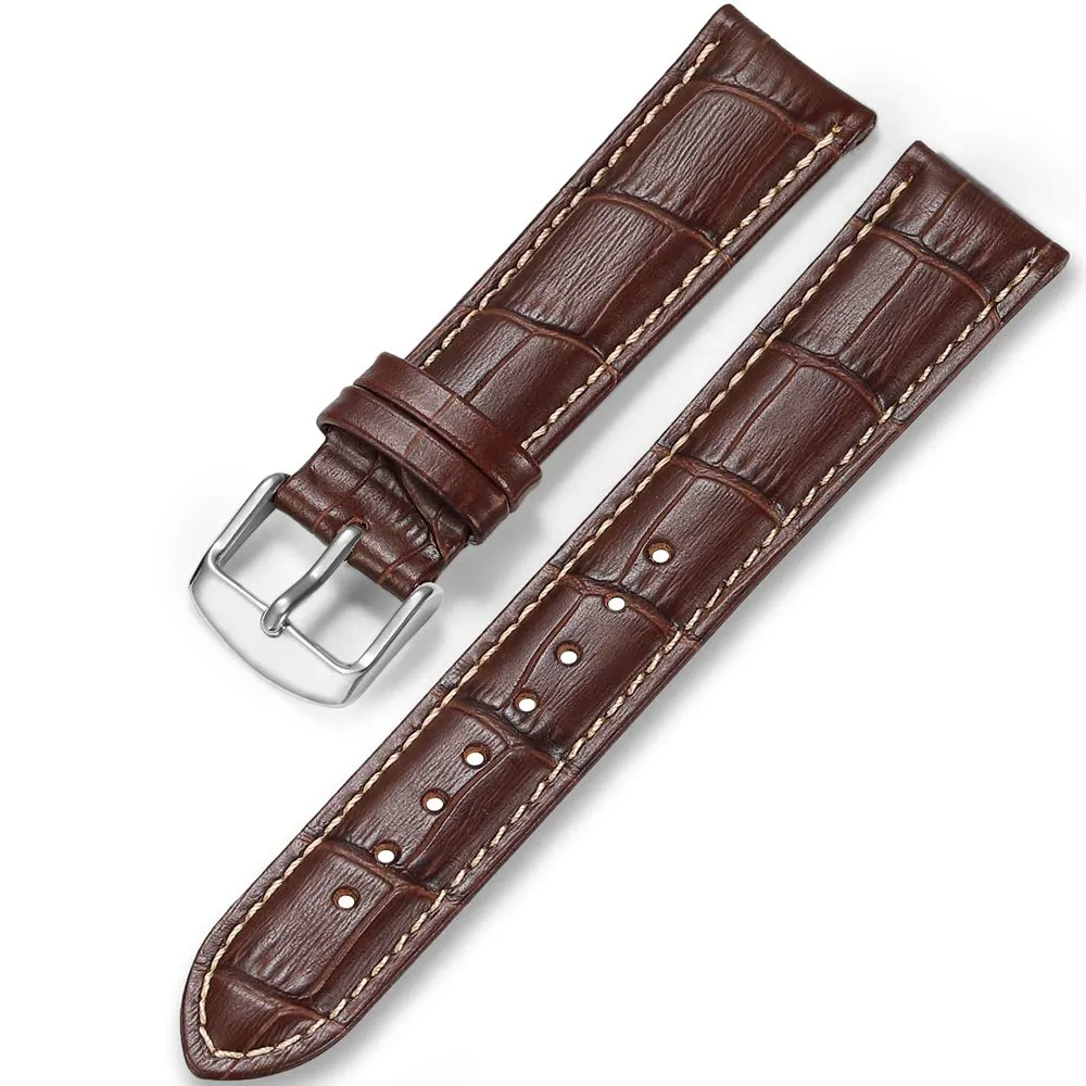 iStrap Cinturino in Pelle Motivo Coccodrillo 22mm - Marrone/Beige - immagine 1