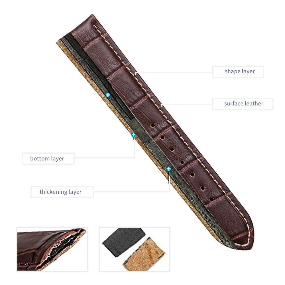 iStrap Cinturino in Pelle Motivo Coccodrillo 24mm - Marrone/Beige - immagine 3
