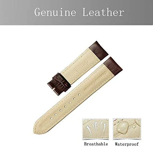 iStrap Cinturino in Pelle Motivo Coccodrillo 24mm - Marrone/Beige - immagine 4