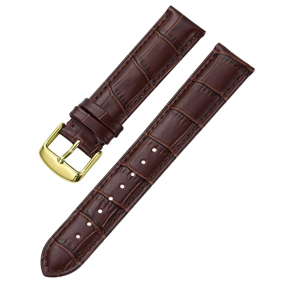 iStrap Cinturino in Pelle Motivo Coccodrillo per Orologio - 20mm - Marrone - immagine 1