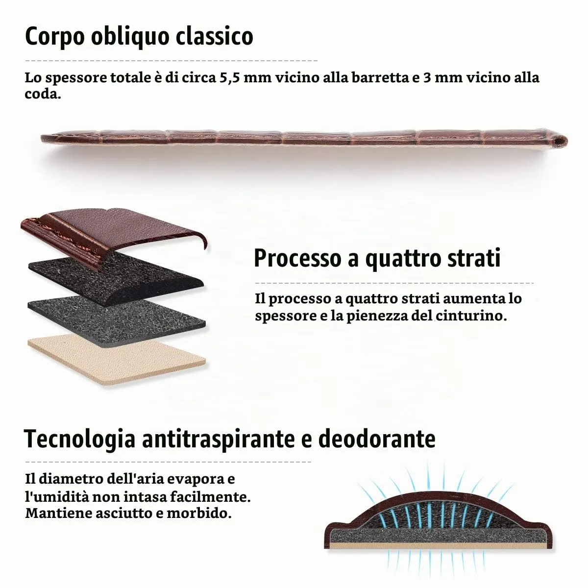 iStrap Cinturino in Pelle Motivo Coccodrillo 24mm Marrone - immagine 5