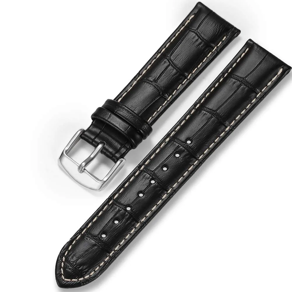 iStrap Cinturino in Pelle Motivo Coccodrillo 21mm - Nero/Beige - immagine 1