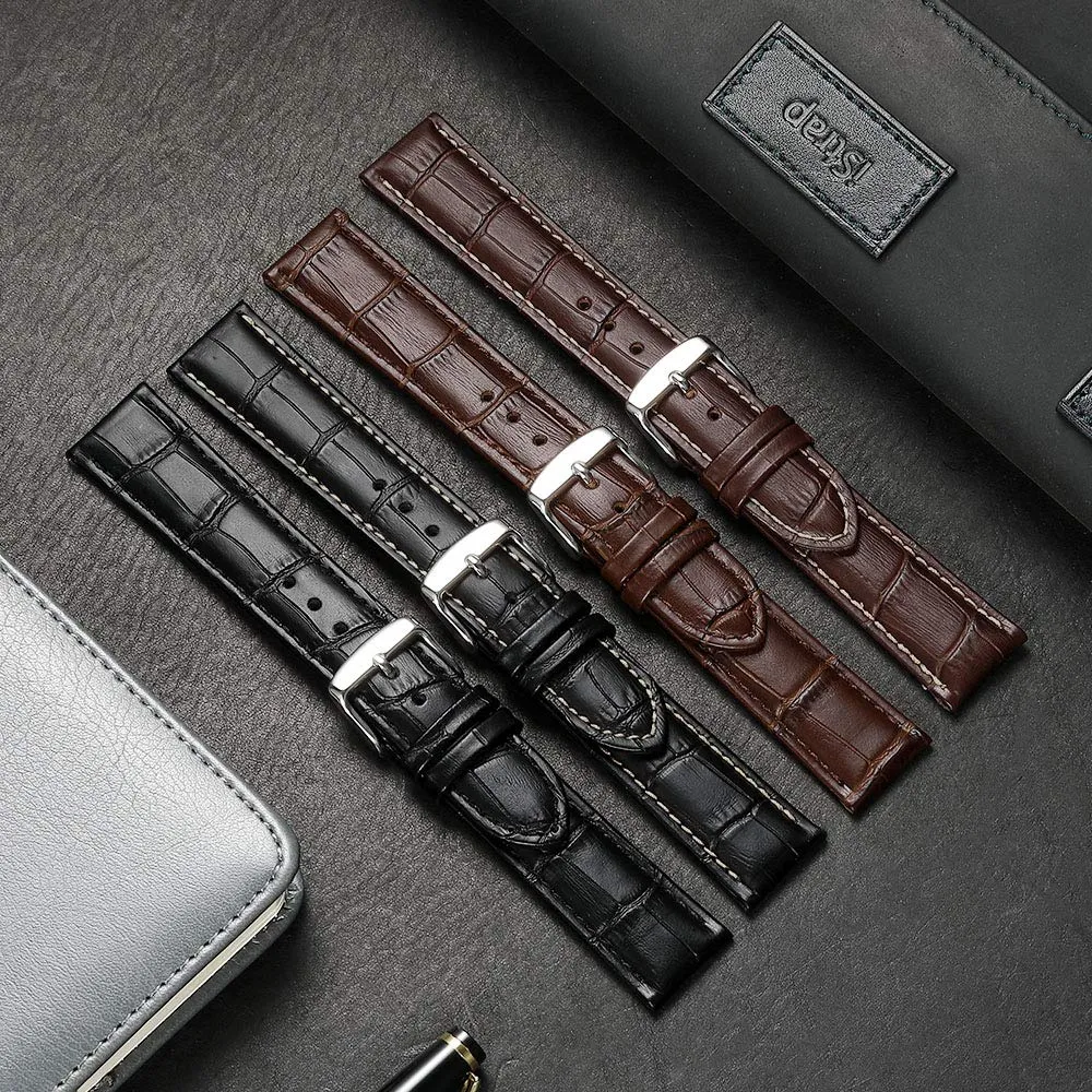 iStrap Cinturino in Pelle Motivo Coccodrillo 20mm Nero - immagine 7