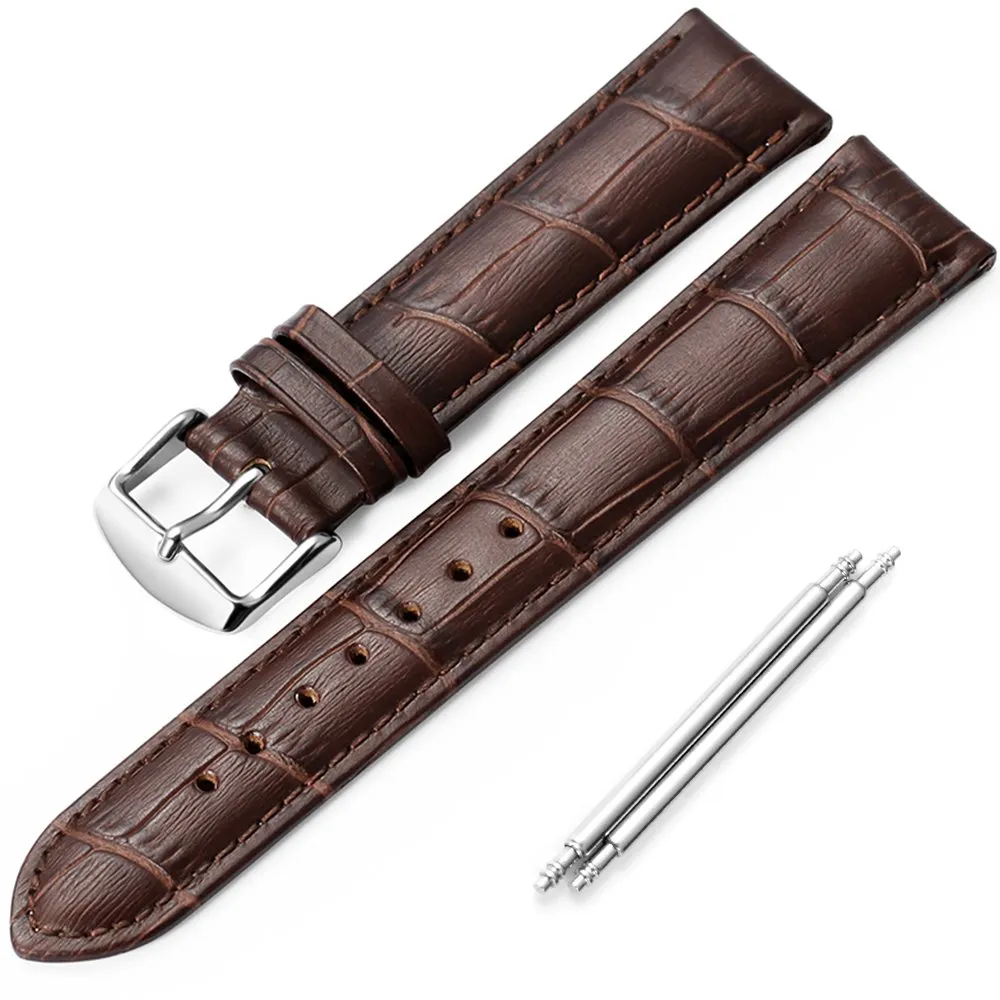 iStrap Cinturino in Pelle Motivo Coccodrillo per Orologio - 20mm - Marrone - immagine 1