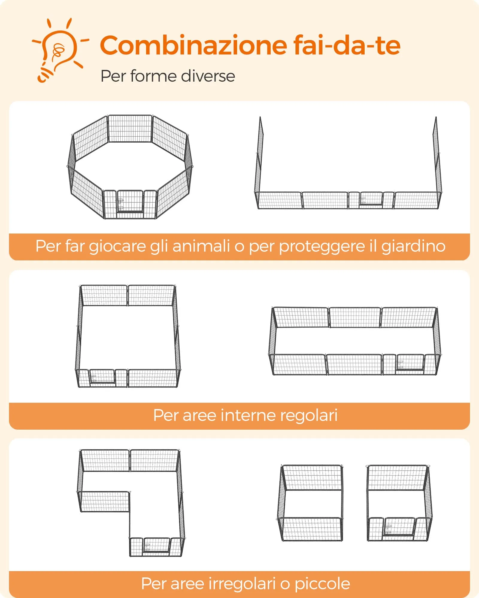 Feandrea Recinto per Animali Box per Cani, 8 Pannelli, 77 x 60 cm - immagine 4
