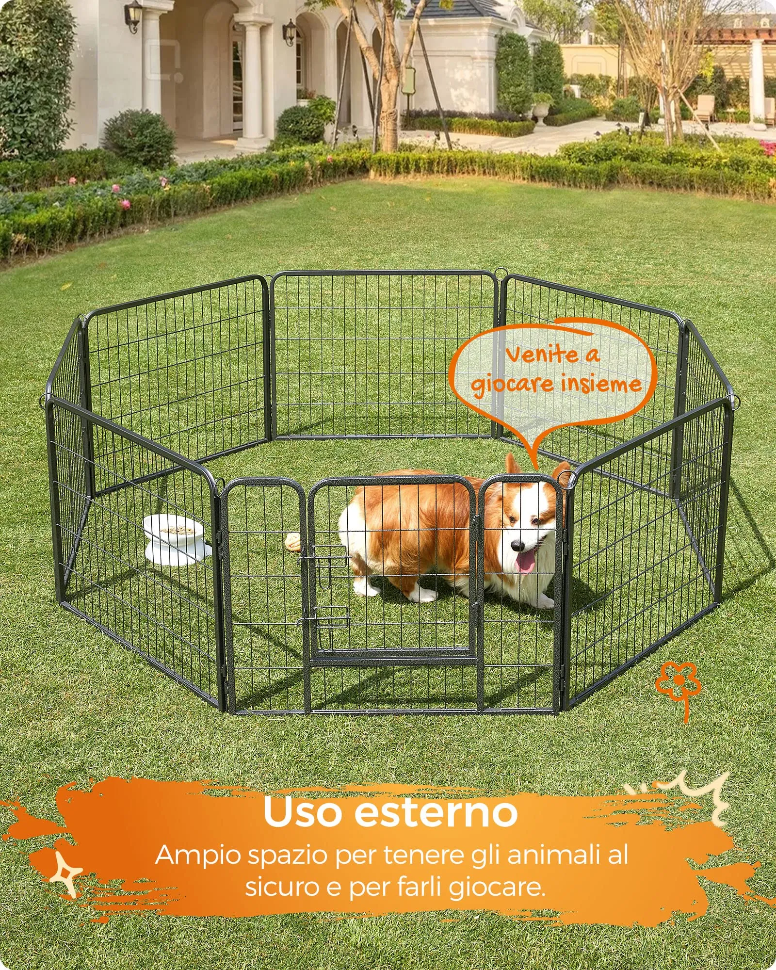 Feandrea Recinto per Animali Box per Cani, 8 Pannelli, 77 x 60 cm - immagine 5