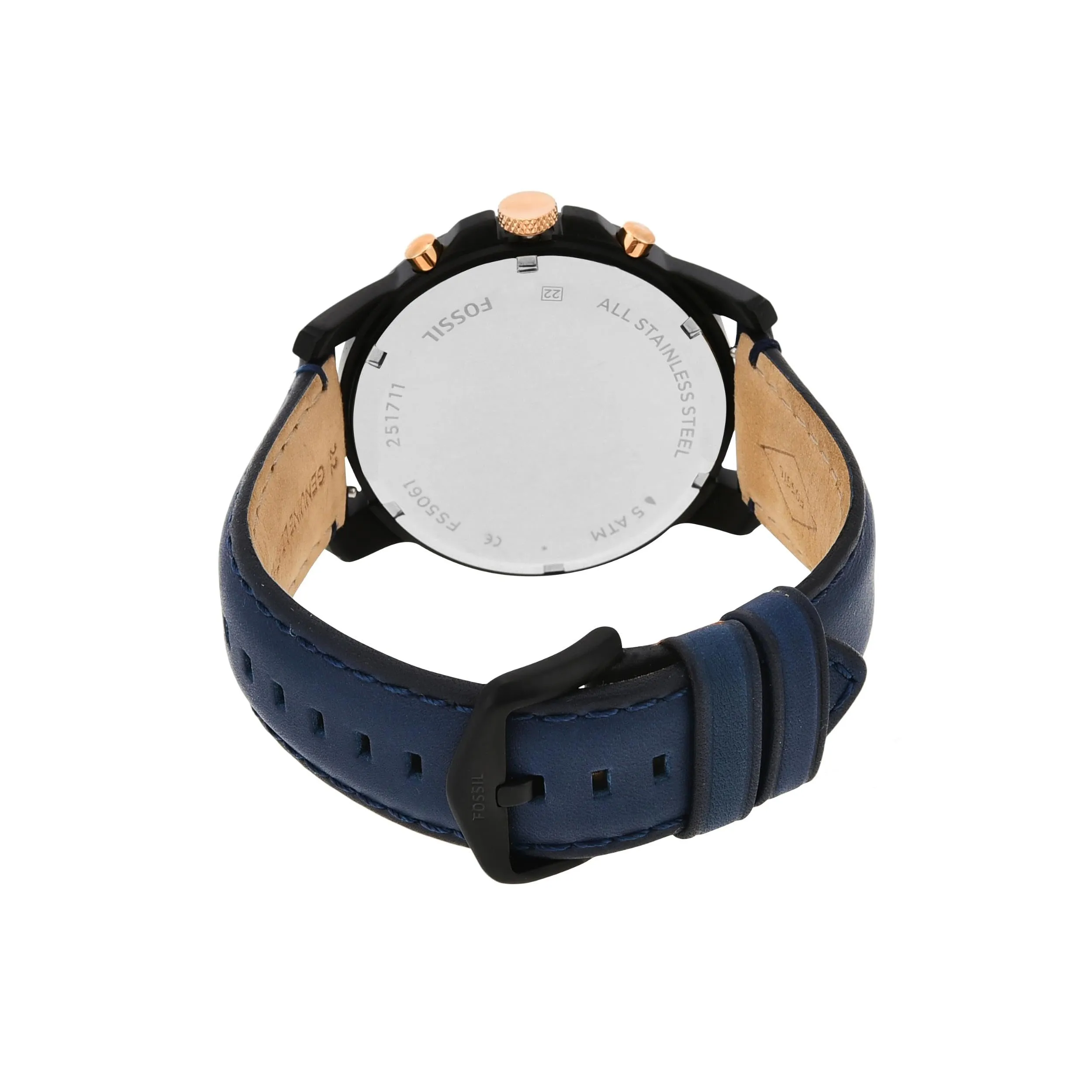 Fossil Grant Orologio da Uomo Cronografo FS5061 - Acciaio Inossidabile 44 mm, Nero e Blu - immagine 4