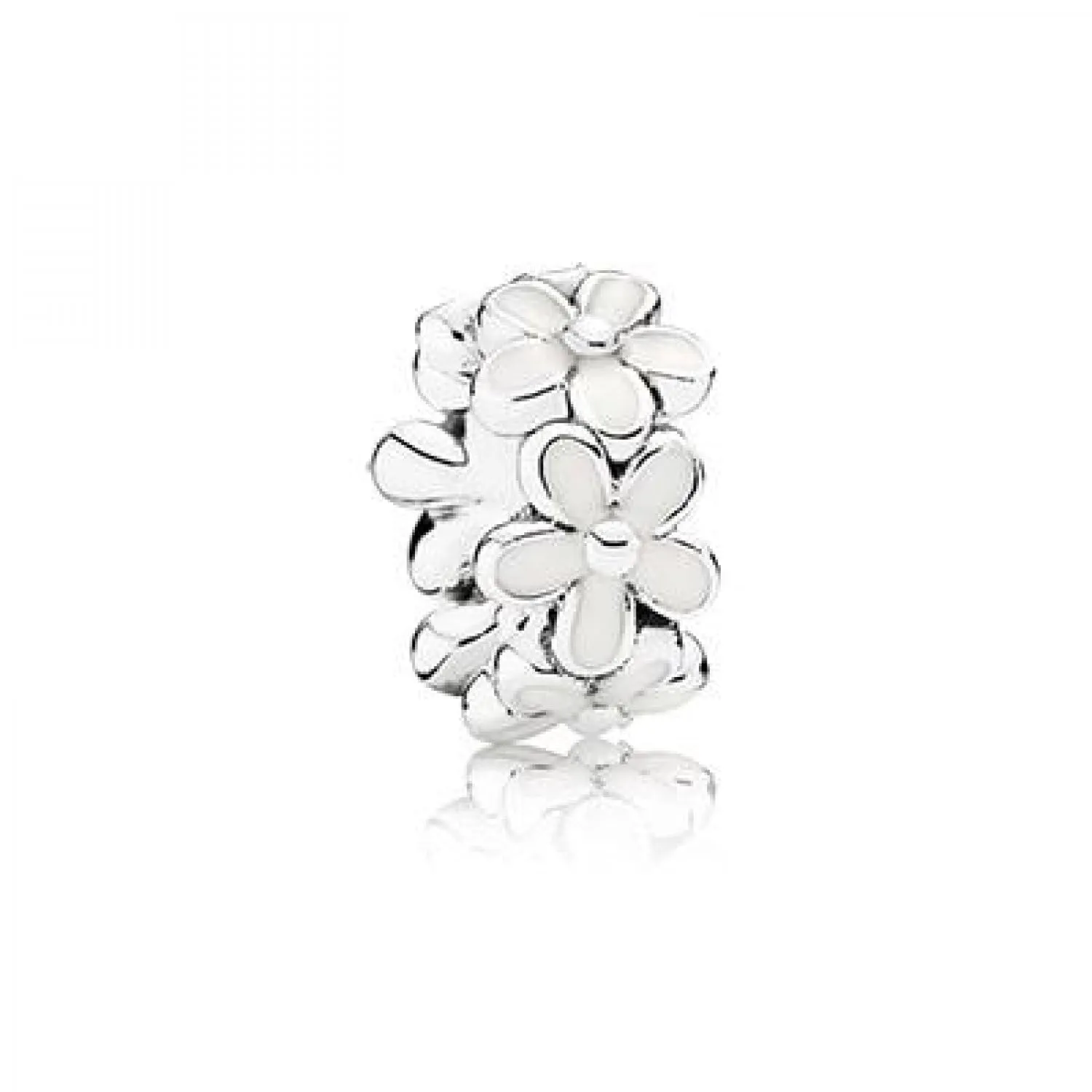 Pandora Distanziatore con Margherita in Argento e Smalto Bianco - immagine 1
