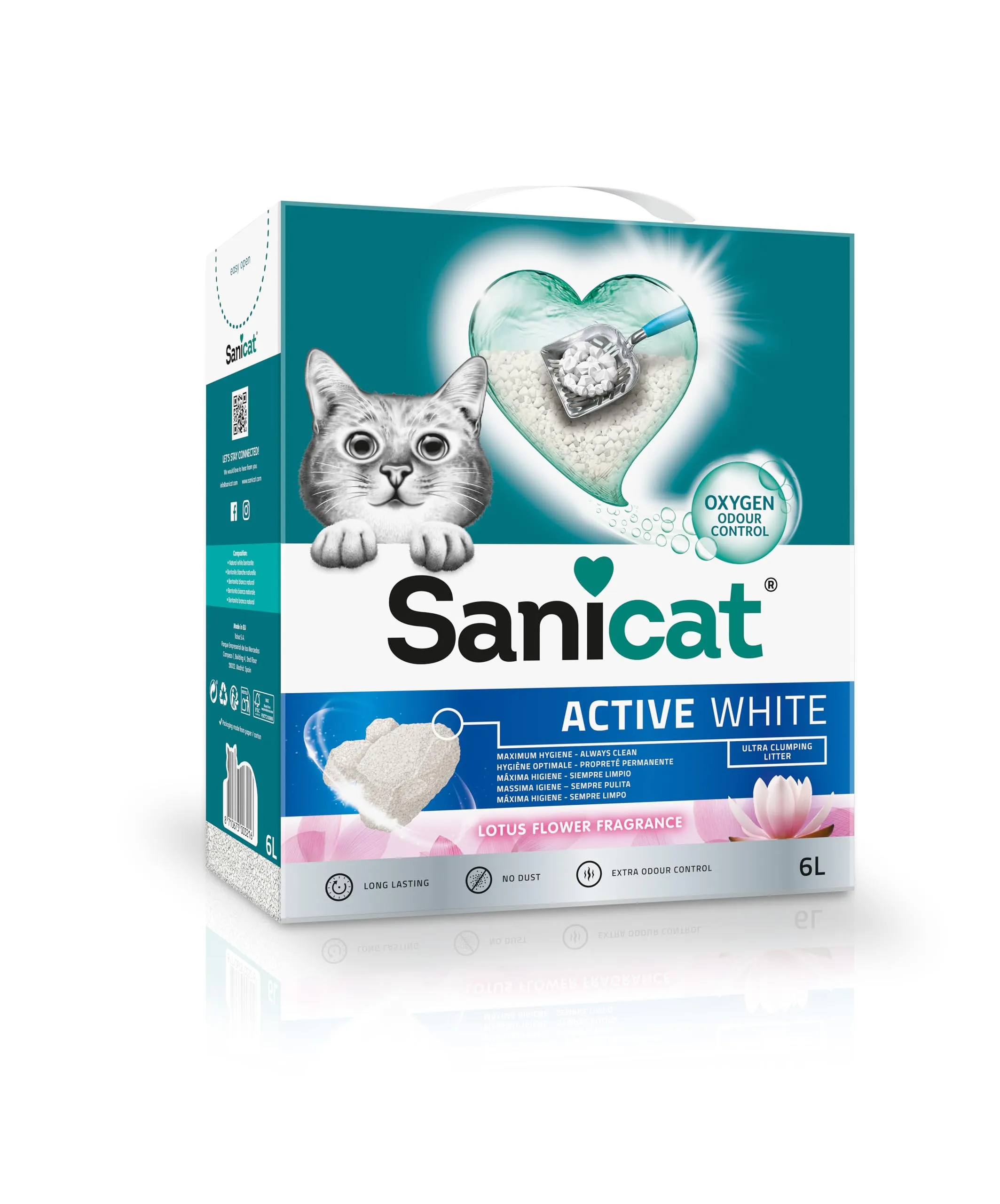 Sanicat Active White Fiore di Loto Lettiera Agglomerante, 6 l - immagine 1