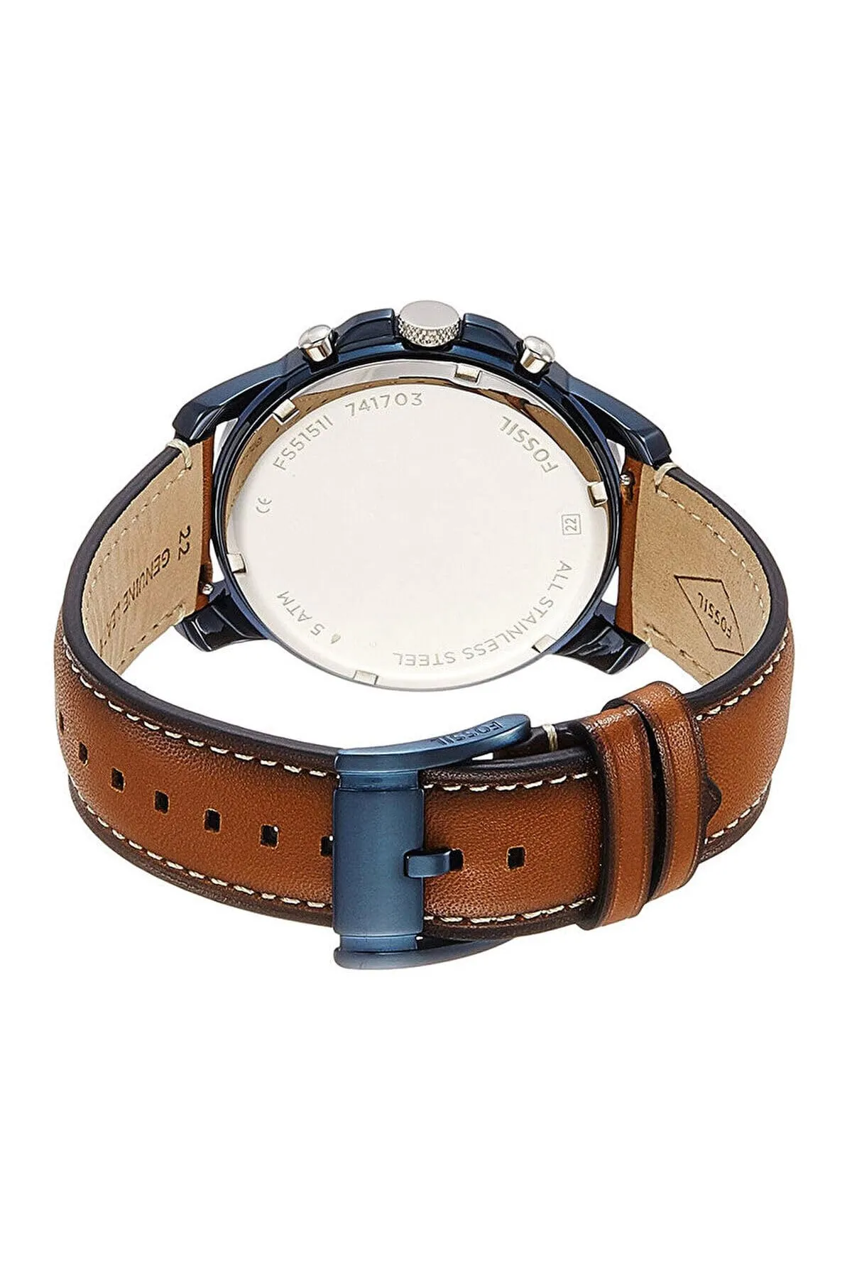 Fossil Grant Orologio da Uomo Cronografo FS5151 Acciaio Inossidabile Bicolore 44 mm Cinturino in Pelle Marrone - immagine 3