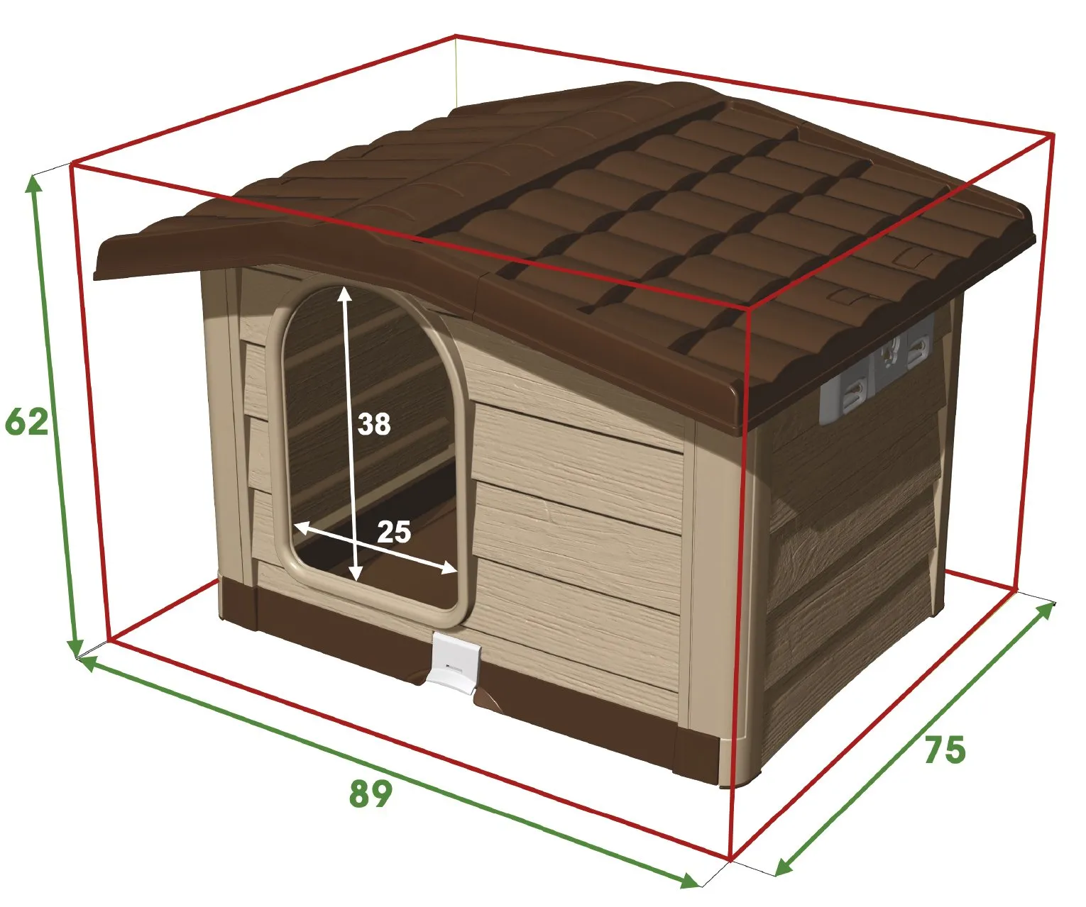 Bama Bungalow Cuccia, Verde, 89x75x62 cm - immagine 4