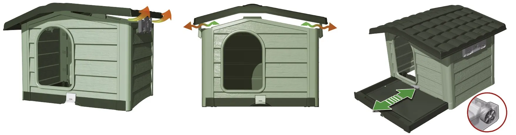 Bama Bungalow Cuccia, Verde, 89x75x62 cm - immagine 5