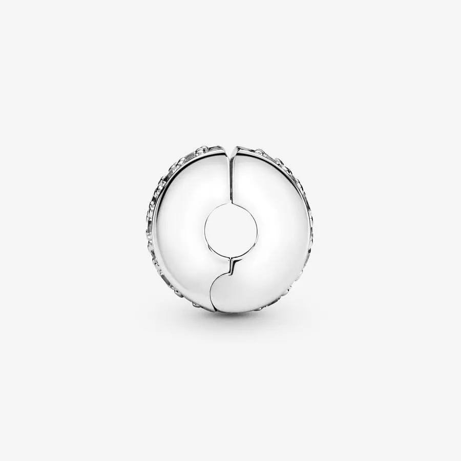 Pandora Timeless Pavé Clip in Argento con Zirconia Cubica Trasparente e Impugnatura in Silicone - immagine 3