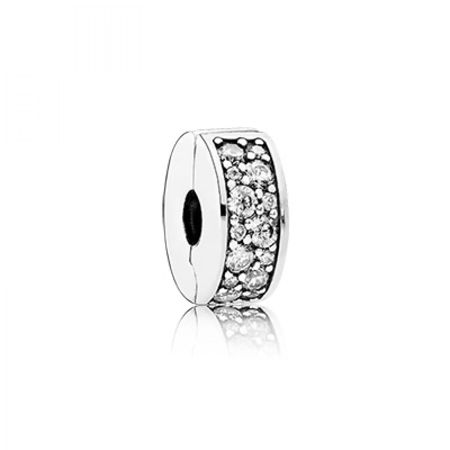 Pandora Timeless Pavé Clip in Argento con Zirconia Cubica Trasparente e Impugnatura in Silicone - immagine 4