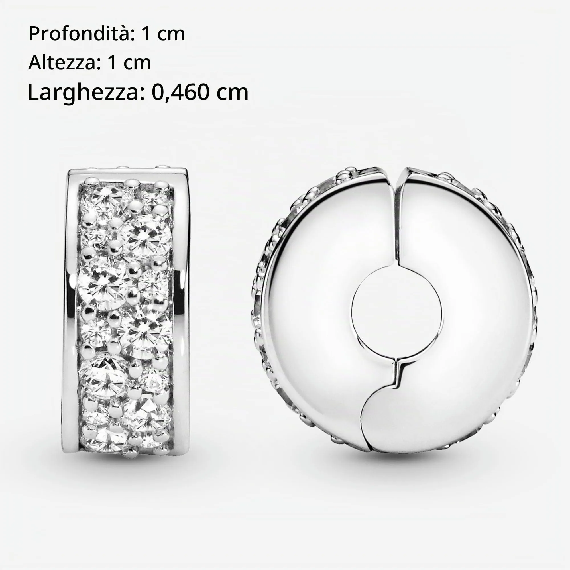 Pandora Timeless Pavé Clip in Argento con Zirconia Cubica Trasparente e Impugnatura in Silicone - immagine 7