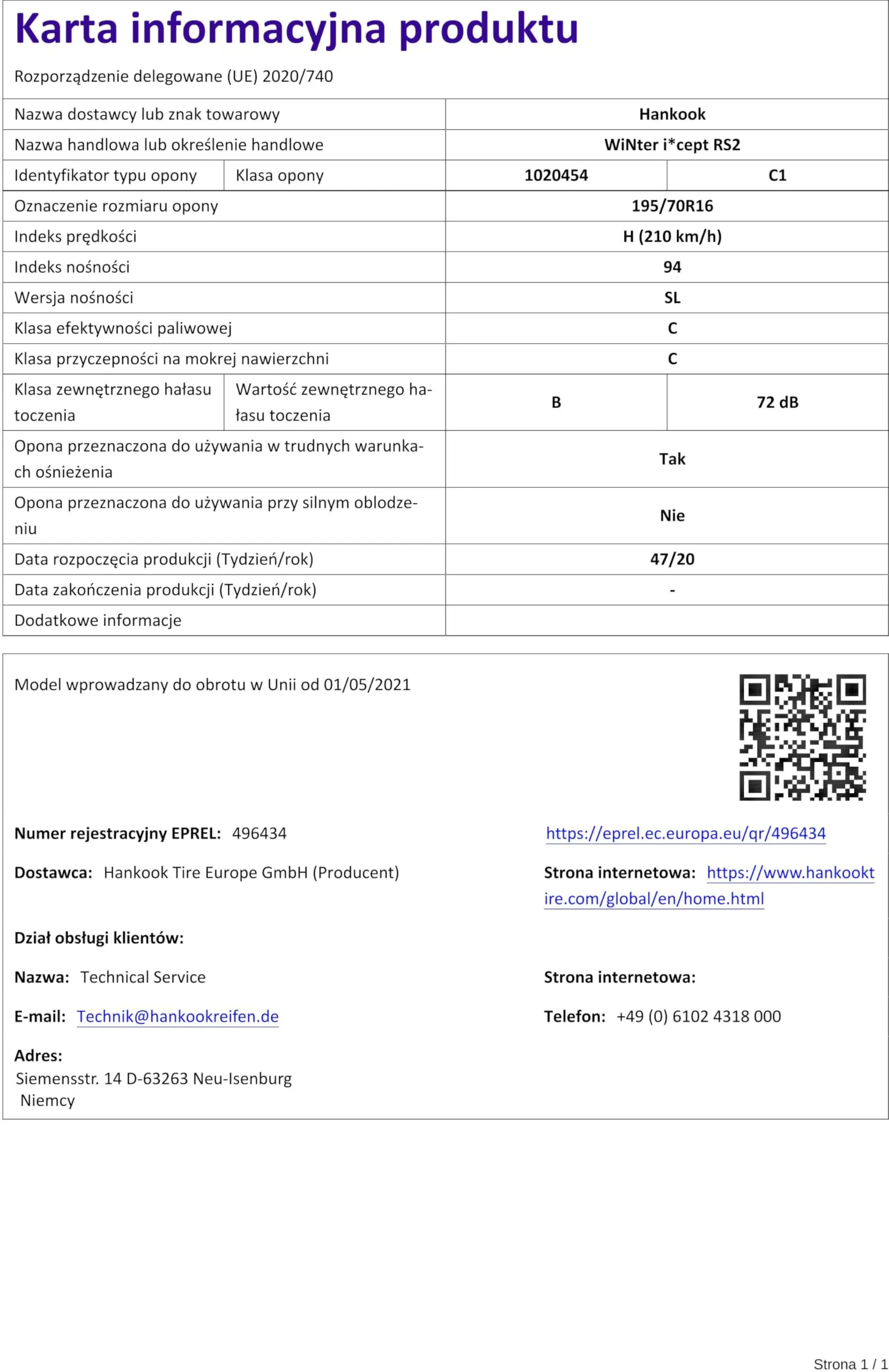 Hankook Winter i*cept RS2 W452 M+S 195/70R16 94H Pneumatico Invernale - immagine 8