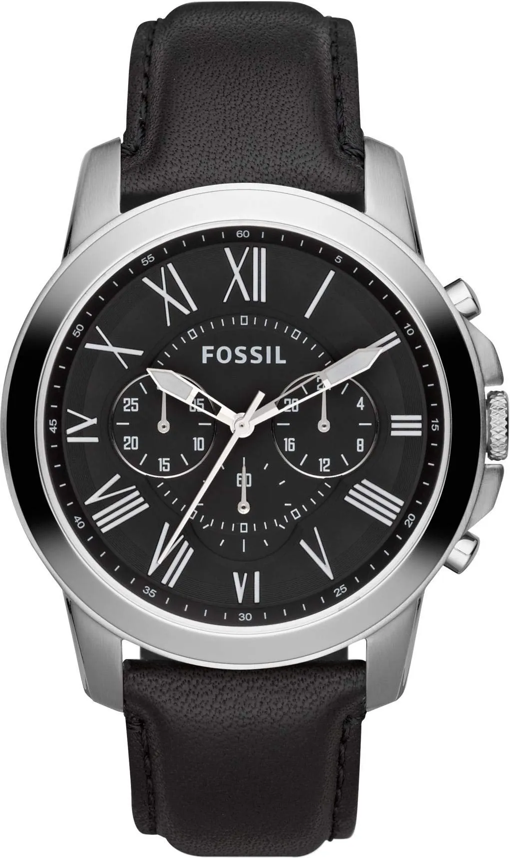 Fossil Grant Orologio da Uomo Cronografo FS4812IE, Acciaio Inossidabile 44 mm, Pelle Nero e Argento - immagine 1