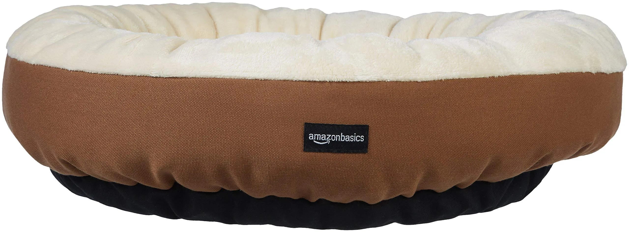 Amazon Basics Cuscino Rotondo per Cani e Gatti in Flanella, 50 x 50,8 x 15,2 cm, Marrone e Avorio - immagine 6