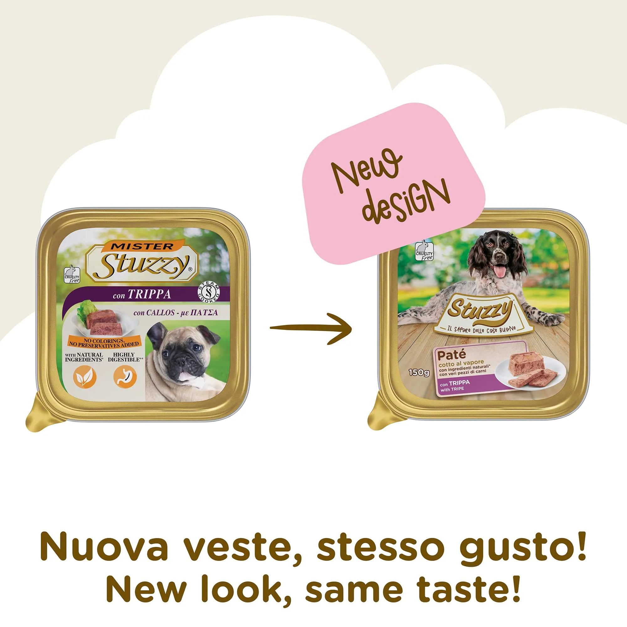 Stuzzy Cibo Umido per Cani Adulti al Gusto Trippa, Paté e Carni in Pezzi, 3,3kg (22 Vaschette da 150g) - immagine 2