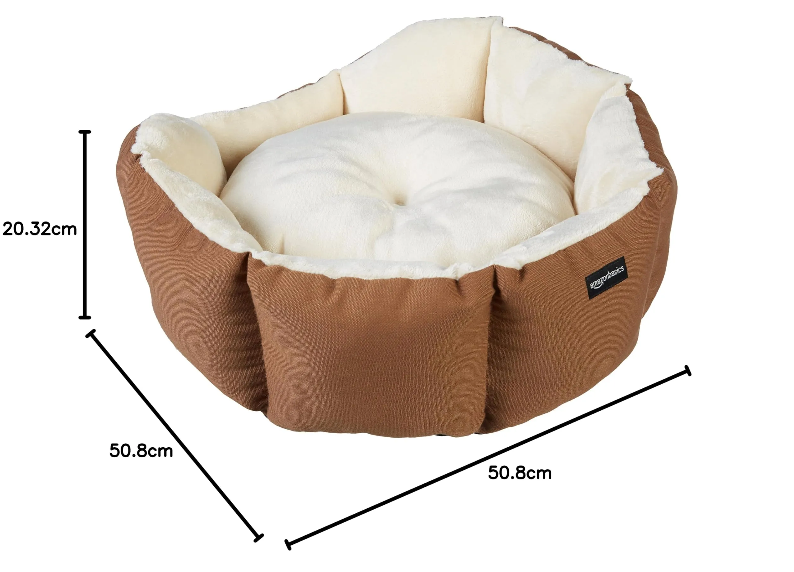 Amazon Basics Lettino Ottagonale per Animali Domestici, 50 x 50 x 20 cm, Marrone e Avorio - immagine 9