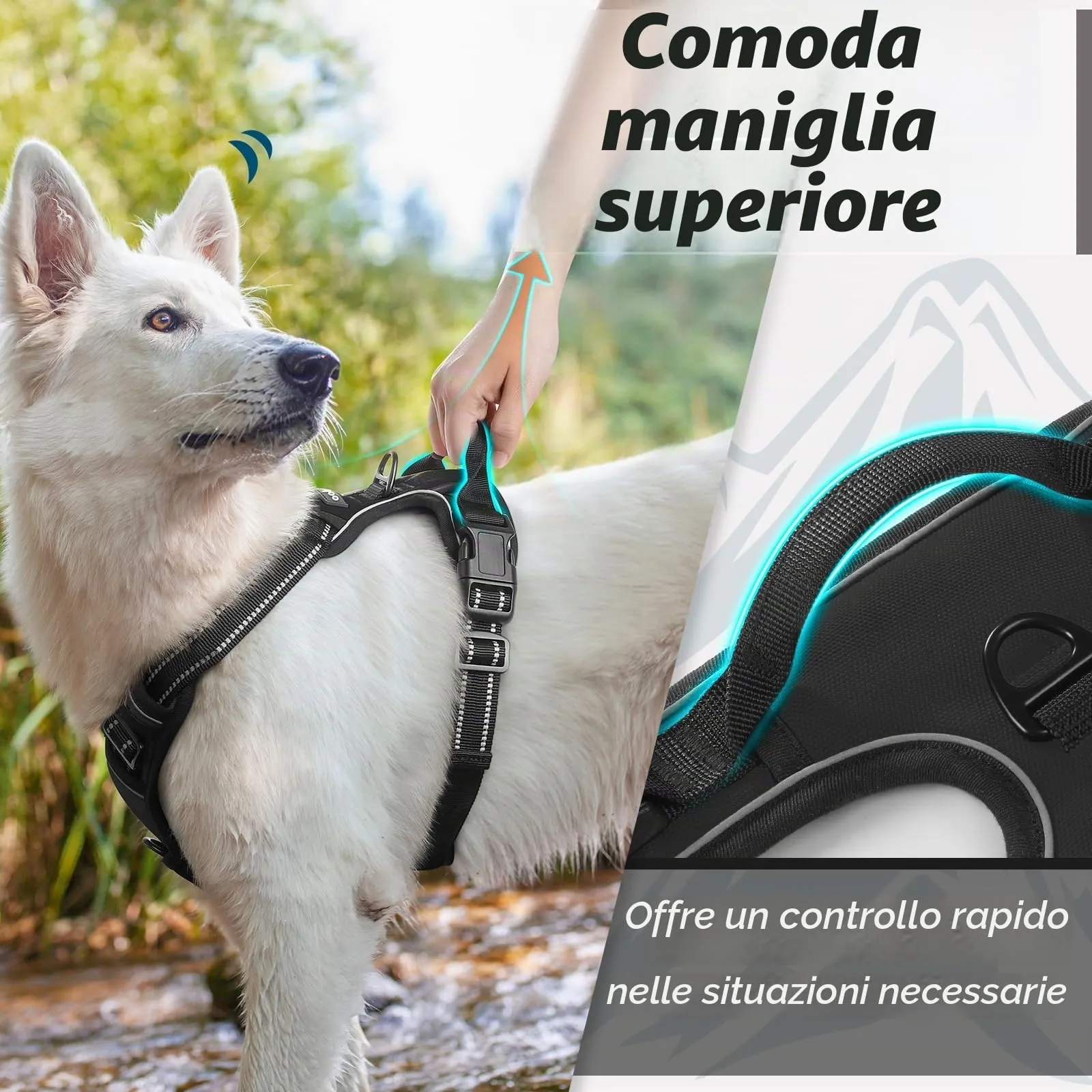 Eagloo Pettorina Cane Anti Tiro, Taglia M, Nera - immagine 5