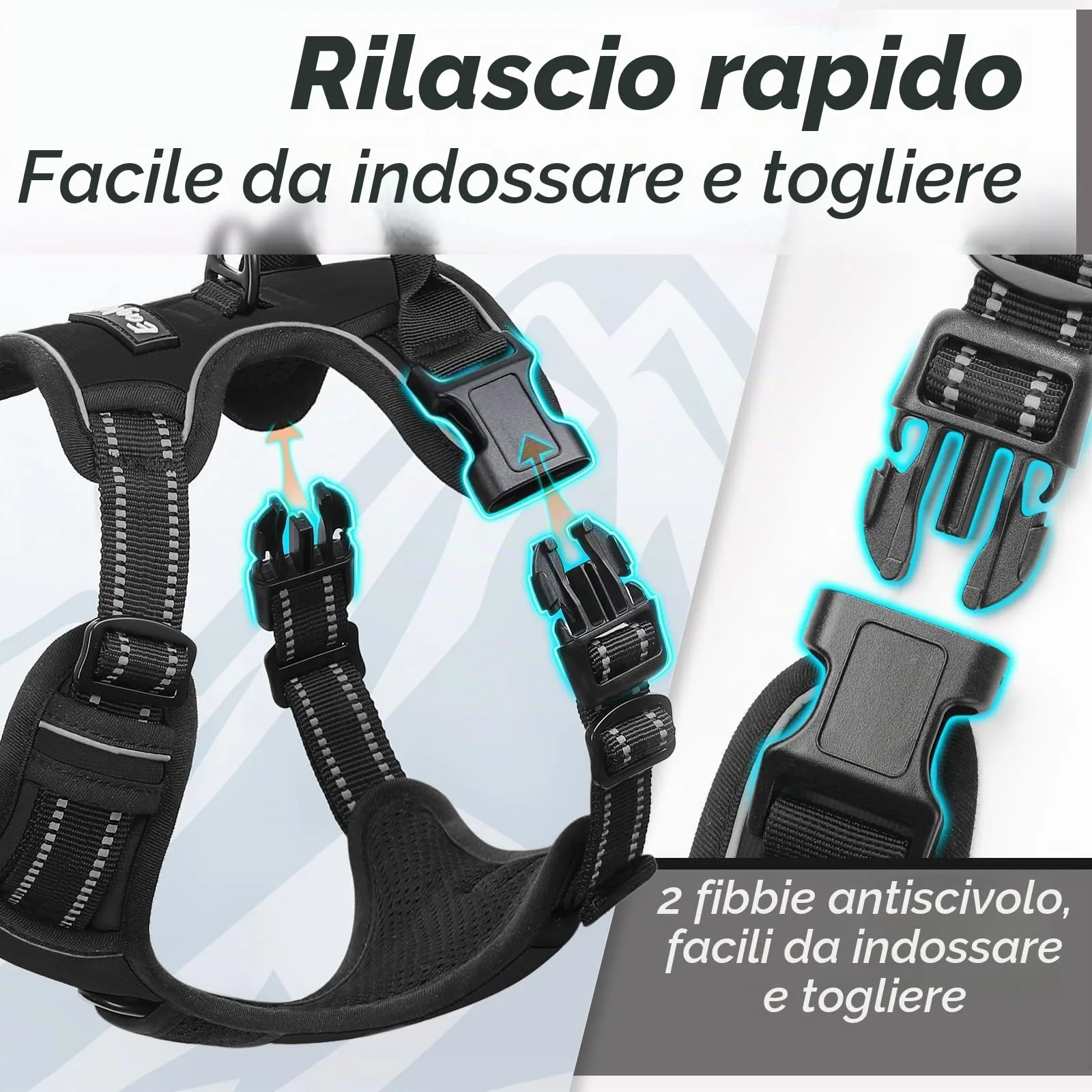 Eagloo Pettorina Cane Anti Tiro, Taglia M, Nera - immagine 6