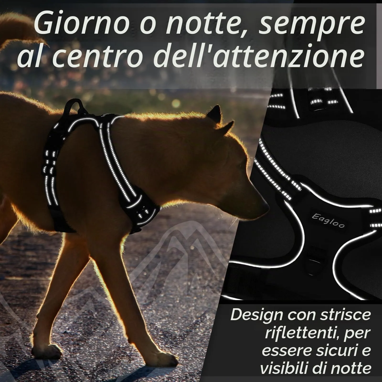 Eagloo Pettorina Cane Anti Tiro, Taglia M, Nera - immagine 8