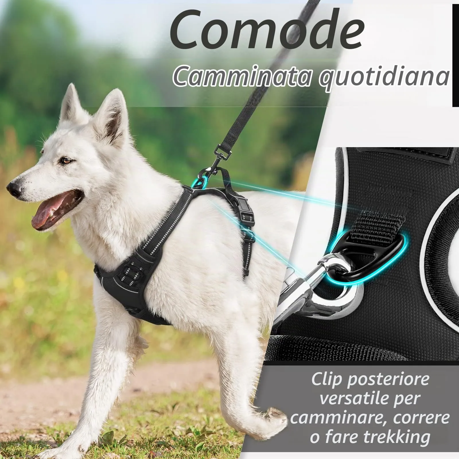 Eagloo Pettorina Cane ad H Anti Tiro, Nera, XL - immagine 4