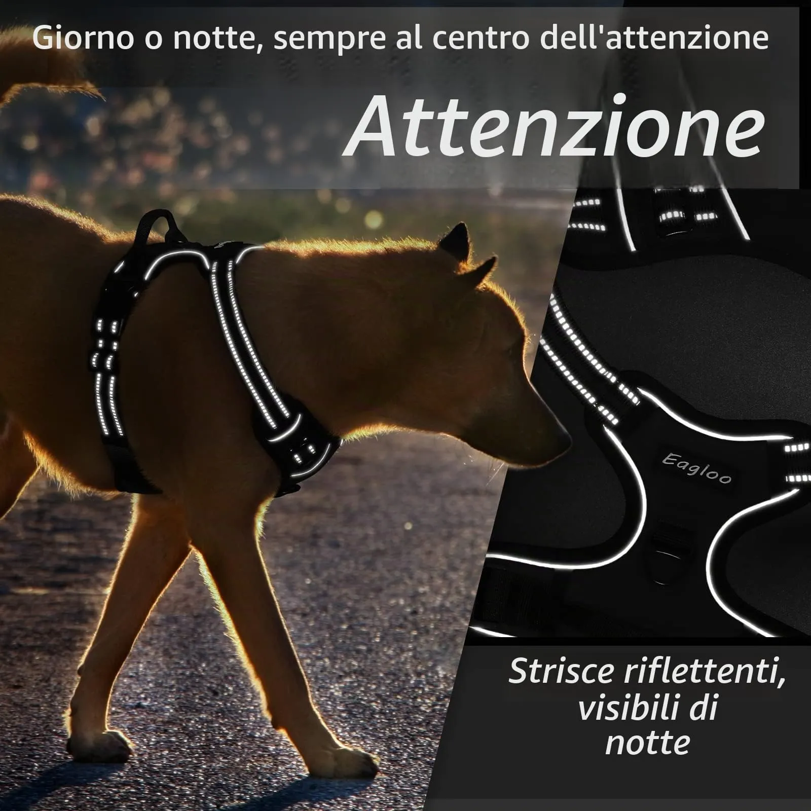 Eagloo Pettorina Cane ad H Anti Tiro, Nera, XL - immagine 8