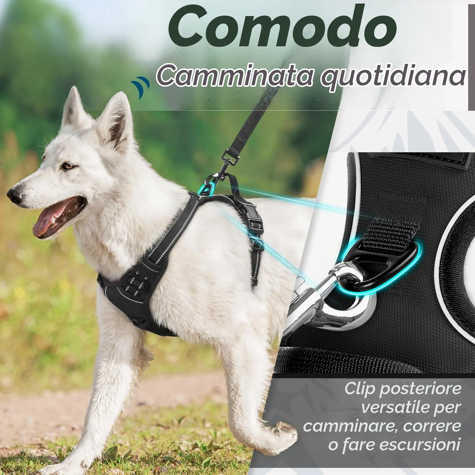Eagloo Pettorina Cane Anti Tiro, Taglia L, Nera - immagine 4