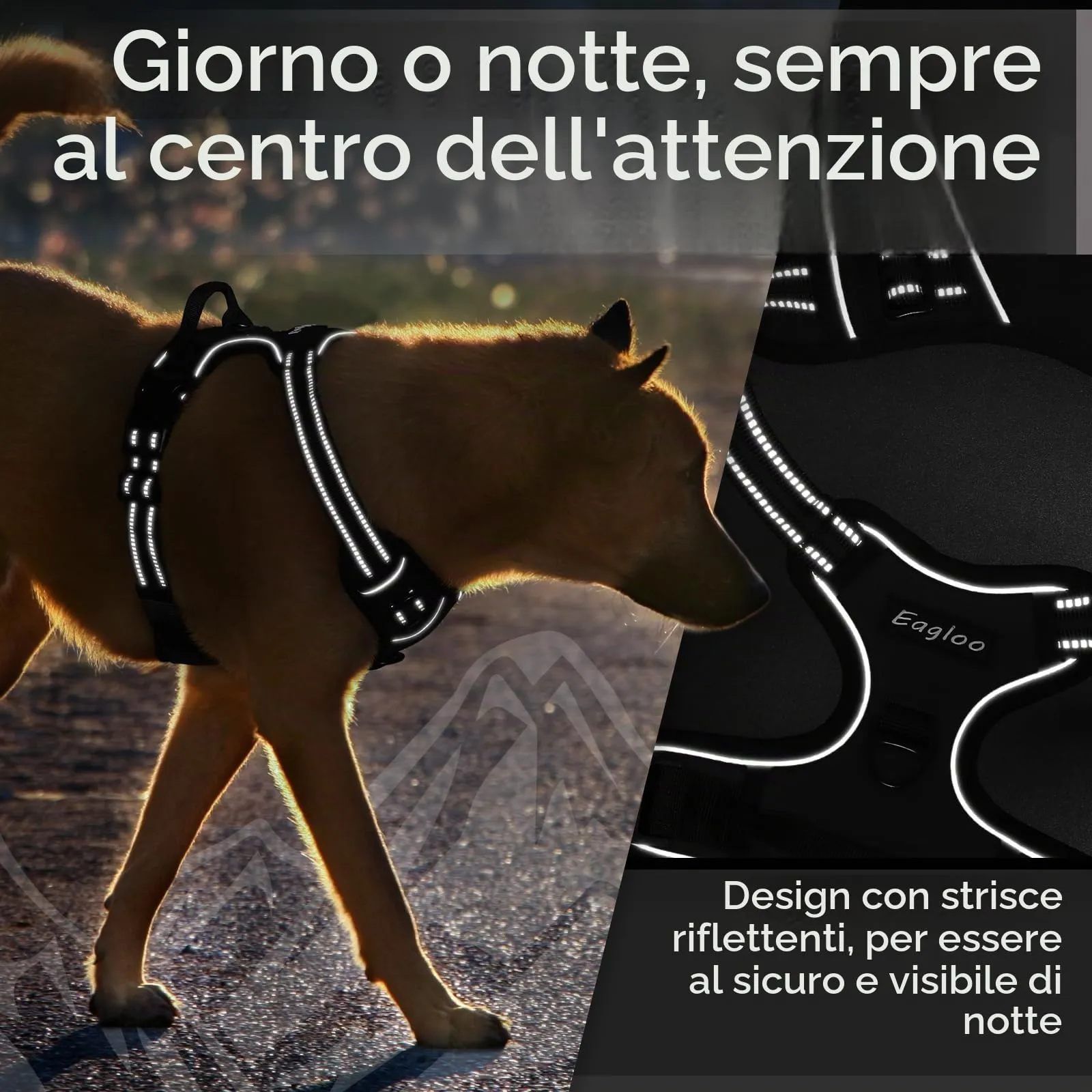 Eagloo Pettorina Cane Anti Tiro, Taglia L, Nera - immagine 8