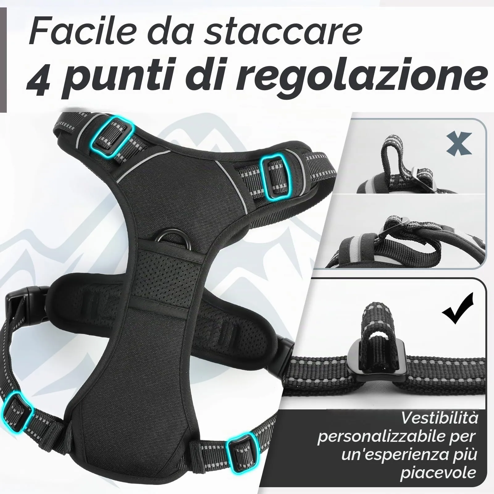 Eagloo Pettorina Cane Anti Tiro, Taglia L, Nera - immagine 9