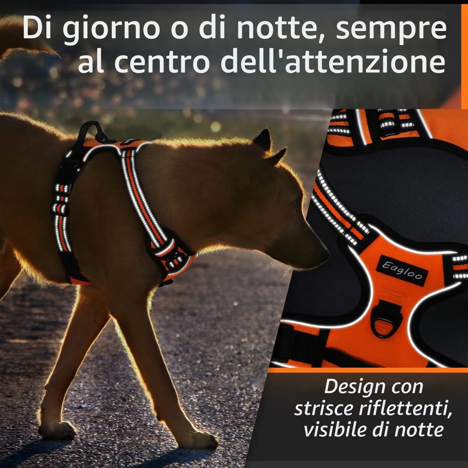 Eagloo Pettorina Cane Anti Tiro, Arancio, XL - immagine 8