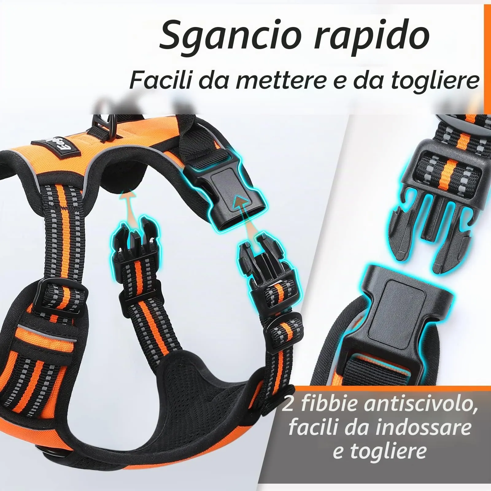 Eagloo Pettorina Cane ad H Anti Tiro, Arancio, Taglia S - immagine 6
