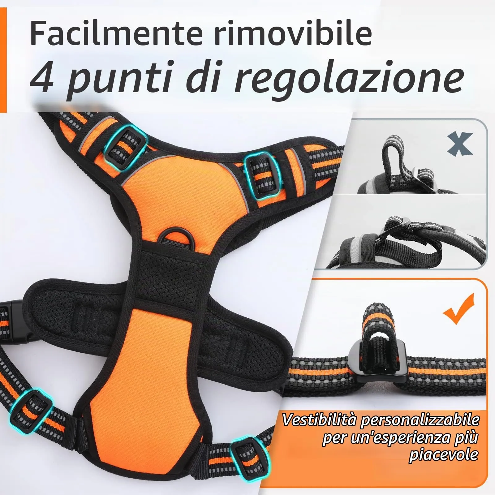 Eagloo Pettorina Cane ad H Anti Tiro, Arancio, Taglia S - immagine 9