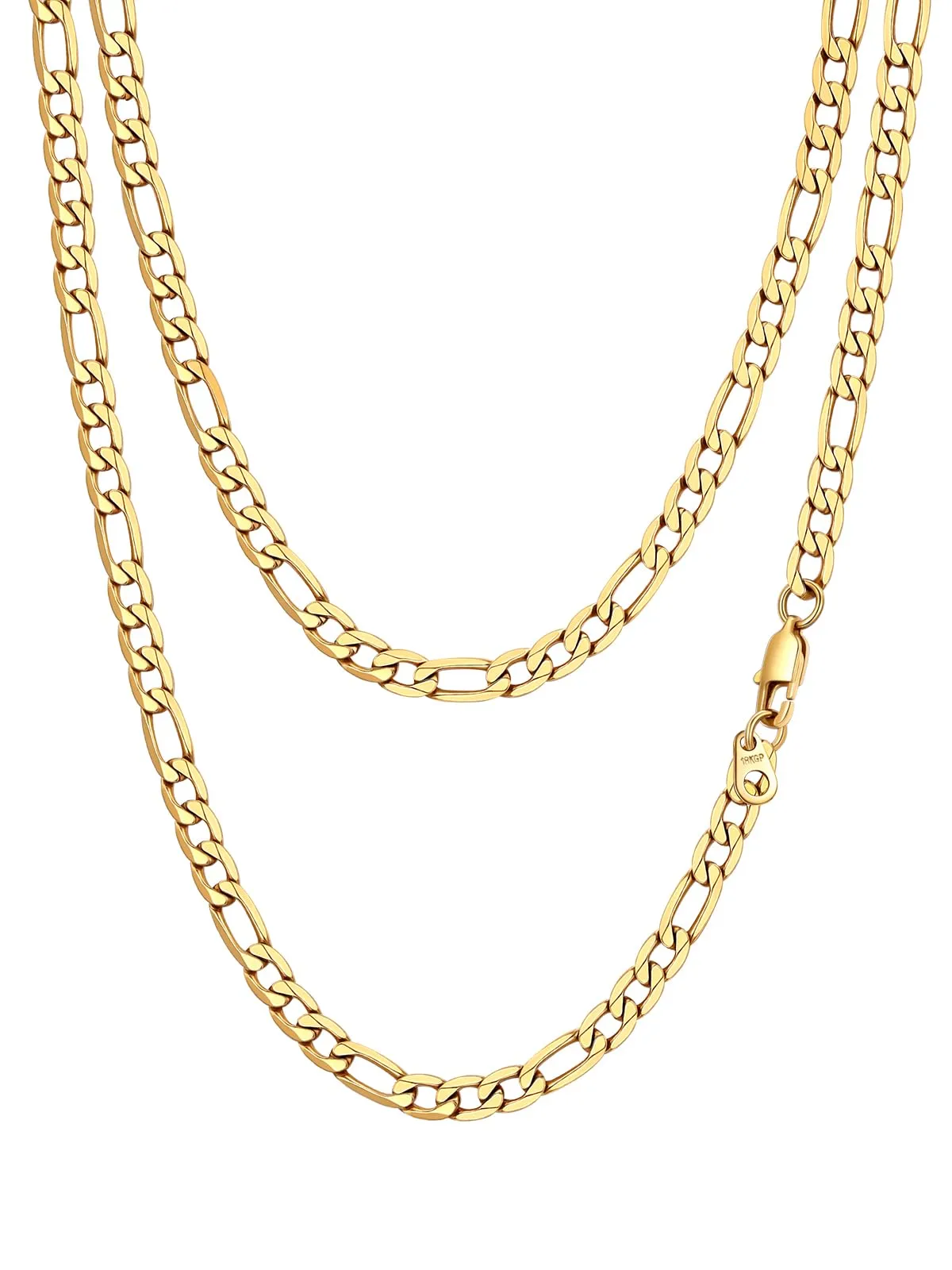PROSTEEL Collana catena figaro uomo, oro, acciaio inossidabile, 45 cm, 6 mm - immagine 1
