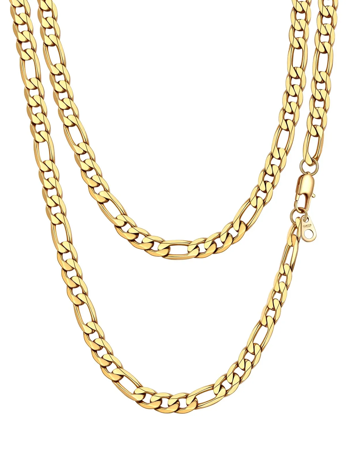 PROSTEEL Collana a catena Figaro da uomo e ragazzo, 75 cm, 9 mm, acciaio inossidabile placcato oro 18K - immagine 1