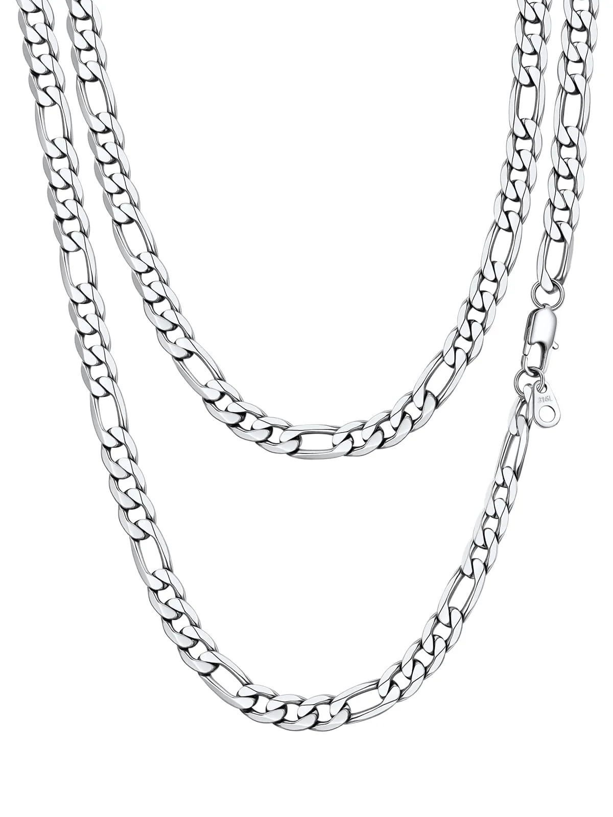 PROSTEEL Collana Catena Figaro Uomo, Argento, Acciaio Inossidabile, 55 cm, 9 mm - immagine 1