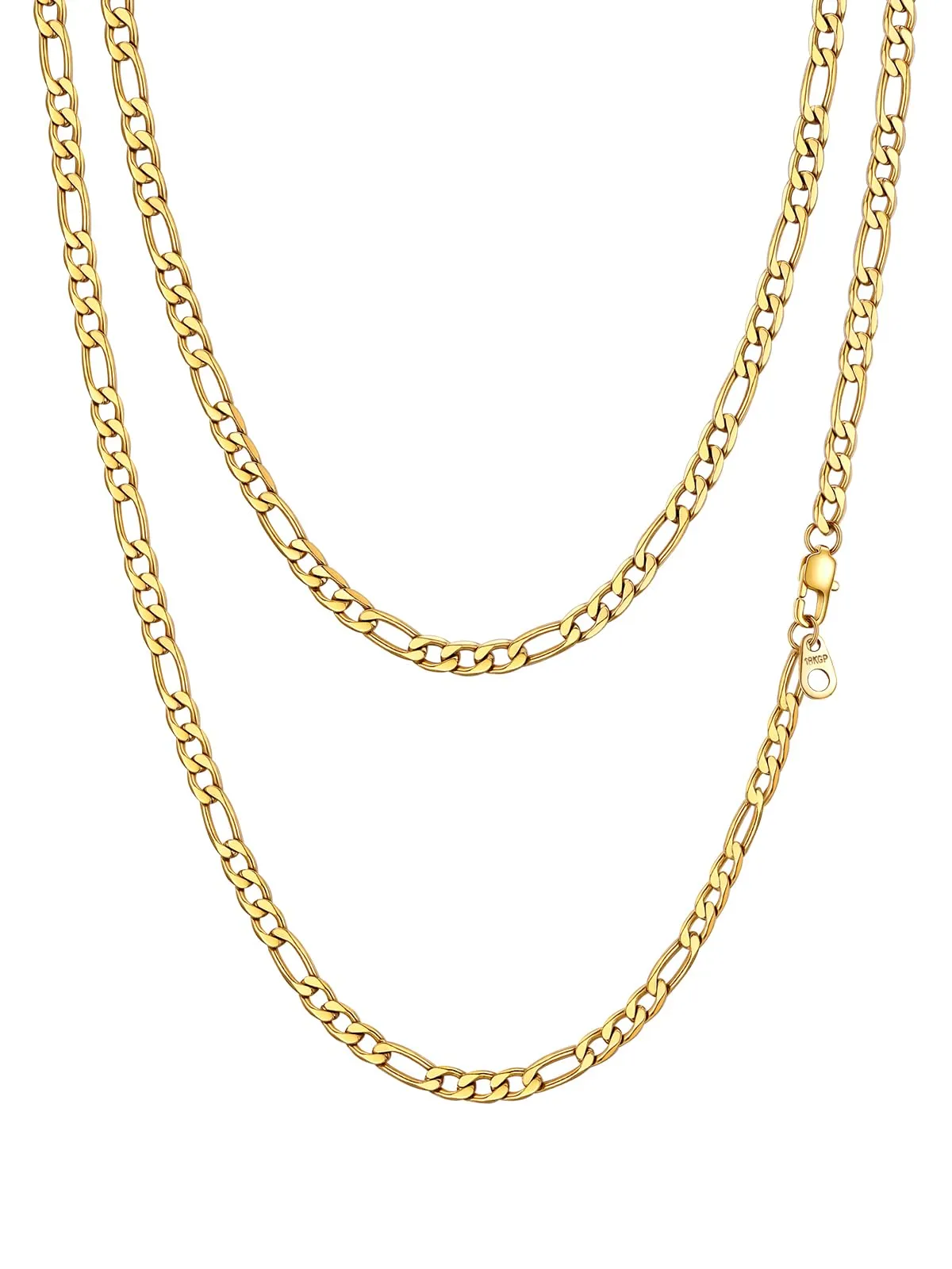 PROSTEEL Collana catena figaro uomo ragazzo, 75 cm, acciaio inossidabile placcato oro 18K, 4 mm - immagine 1